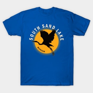 South Sand Lake in Michigan Heron Sunrise T-Shirt